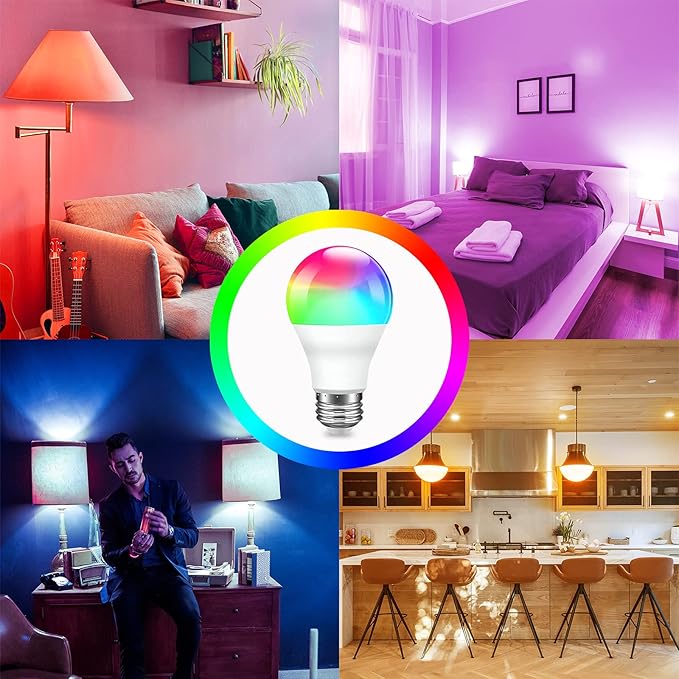 Smart WiFi LED Bulb E27 – 9W RGBCW Dimmable Light with Voice Control for Alexa & Google Home