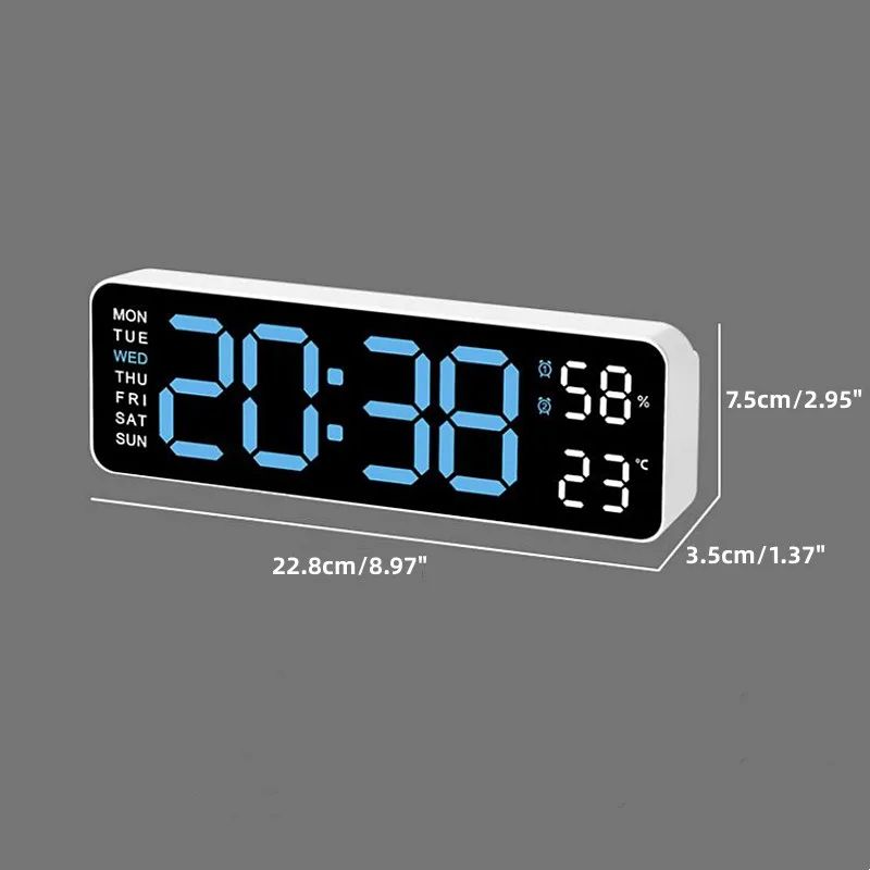 Smart LED Silent Wall Clock with Thermometer and Calendar