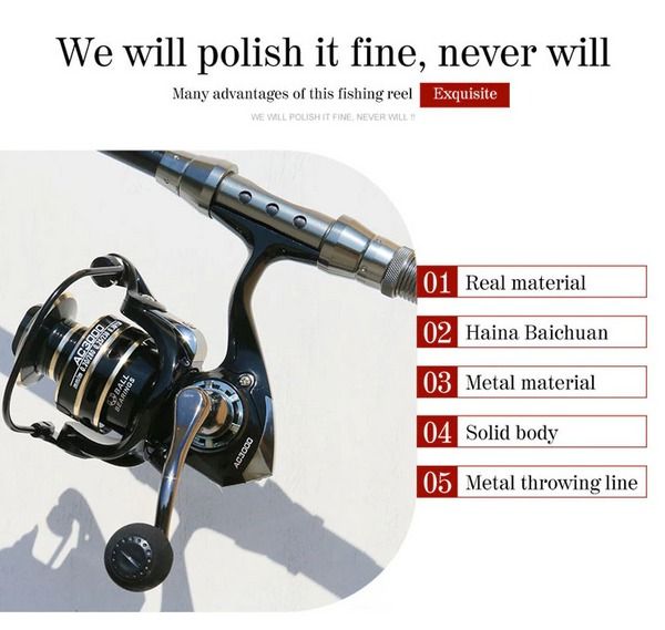 Premium Metal Spinning Fishing Reel, Freshwater Saltwater, Left Right Hand Reel, Smooth Action & Durability