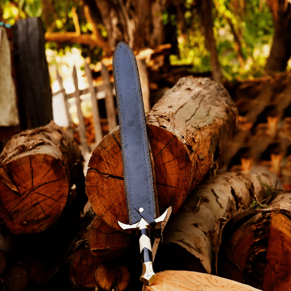 38-Inch Hand-Forged Damascus Viking Sword - Battle-Ready Medieval Blade with Sheath