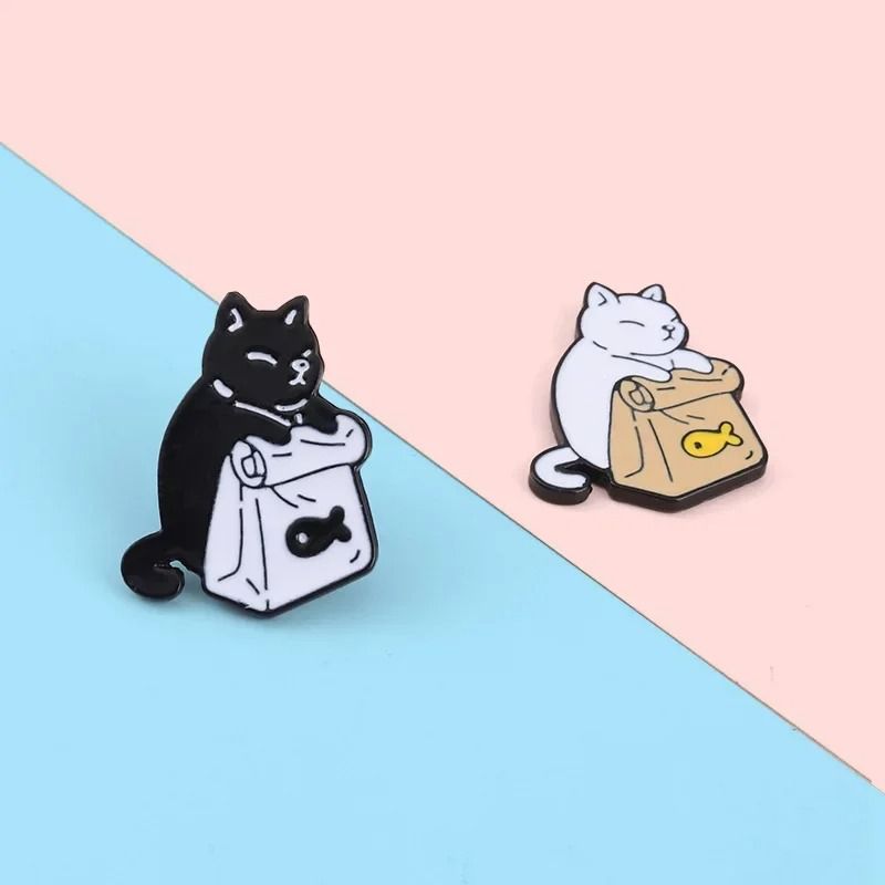 Cute Cat Brooch Pin Set Cartoon Animal Lapel Badge