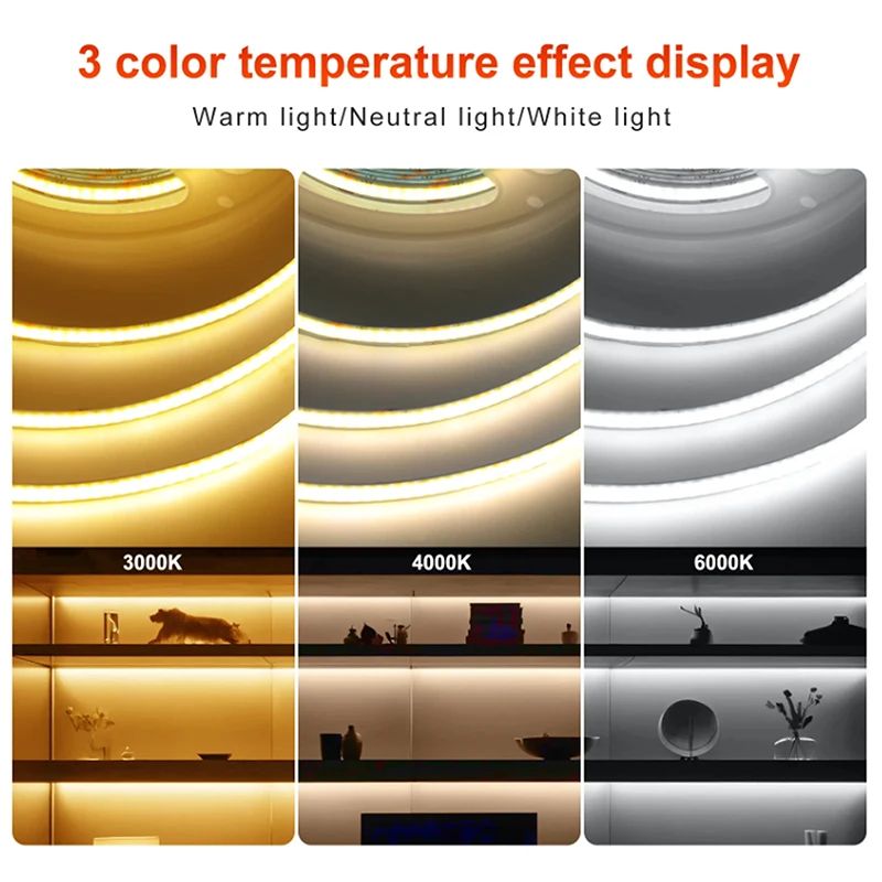 USB COB LED Strip Light 320 LEDs/m – High Density Flexible Lighting (3000K/4000K/6000K)