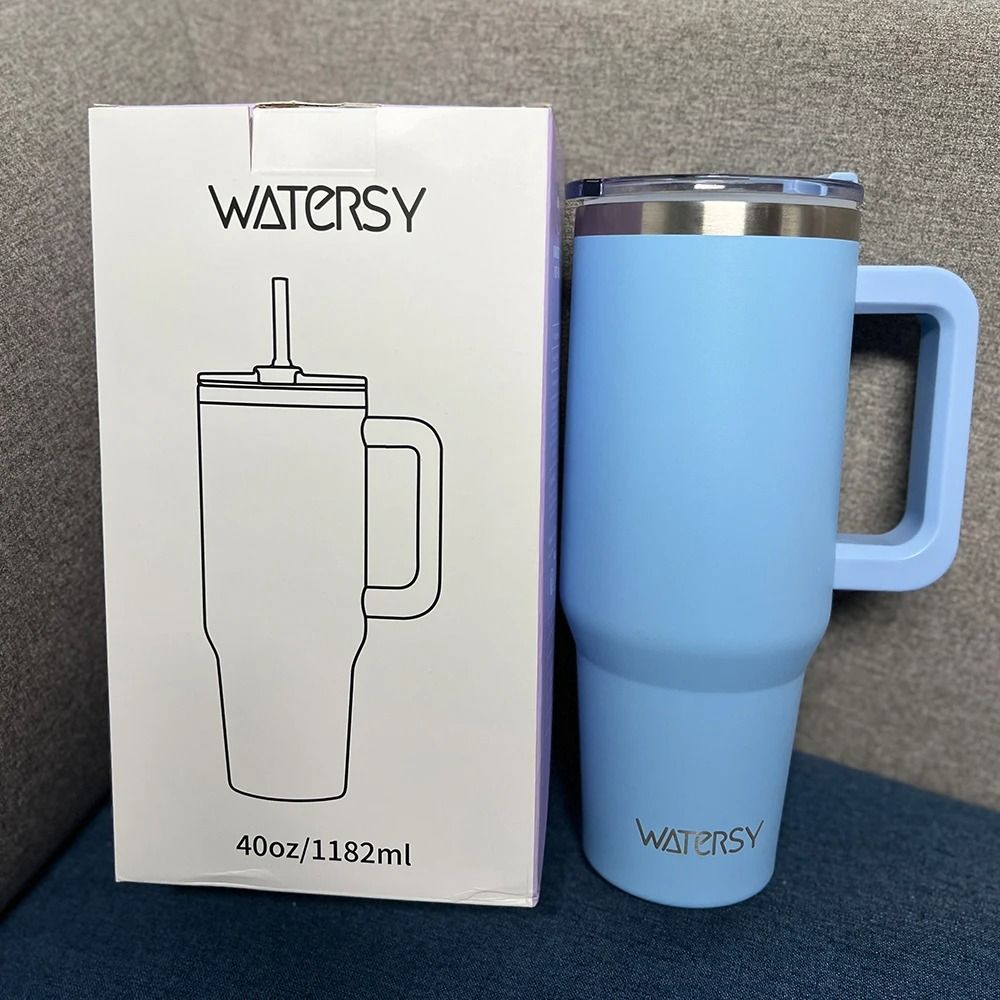 Insulated Stainless Steel Tumbler with Handle and Straw, Large Capacity