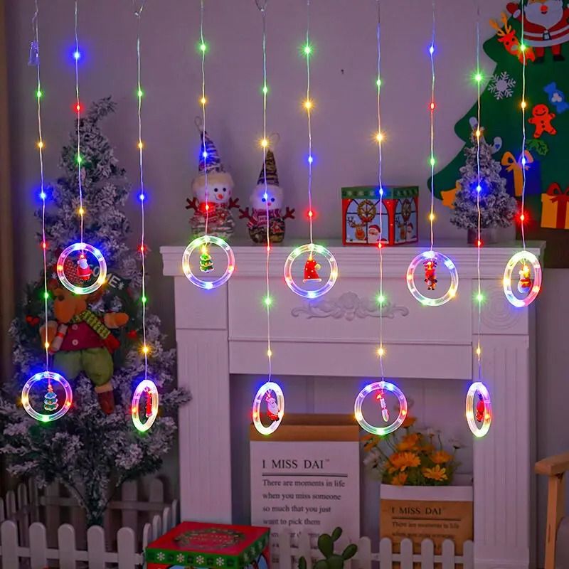 LED Round Curtain String Lights with Remote Control