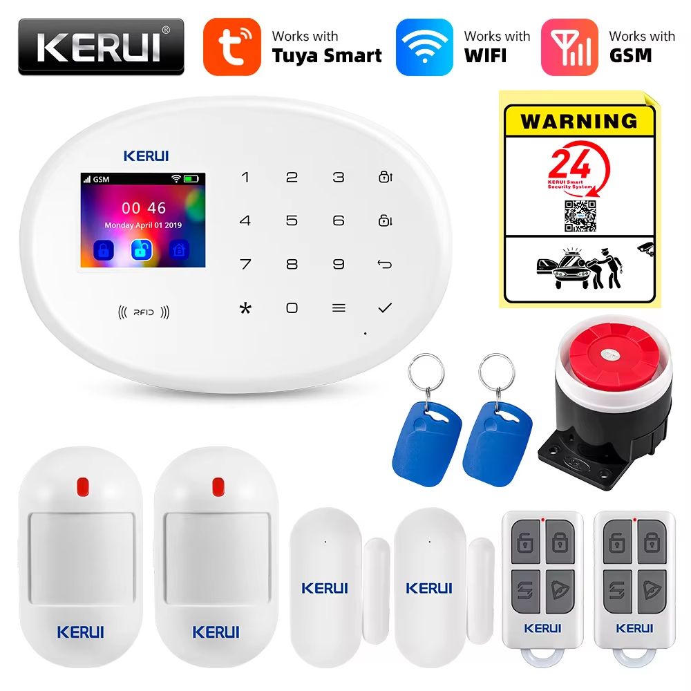 Tuya Smart 4.3-Inch WiFi + GSM Home Security Alarm System with Temperature Display