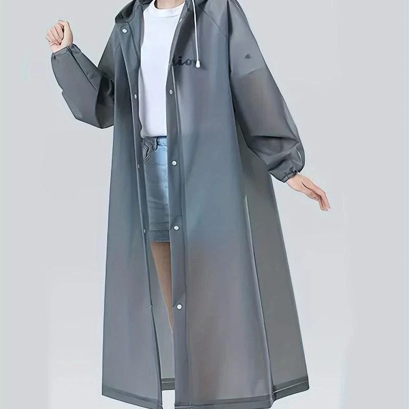 Lightweight Reusable Hooded Raincoat for Women