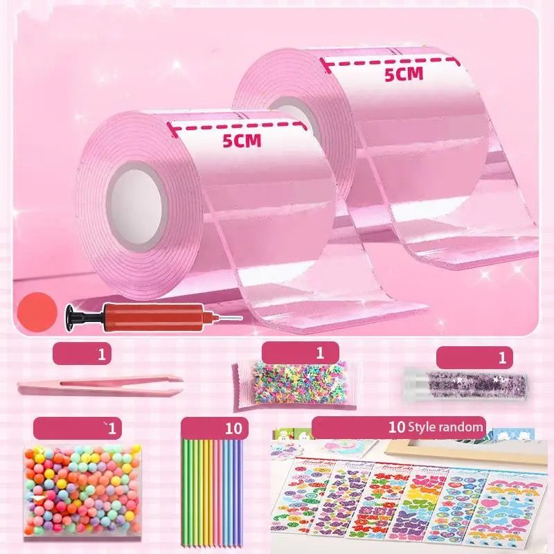 PET Nano Glue Knead Music Full Set | Double Sided Nano Tape Bubble Decompression Toy Kit