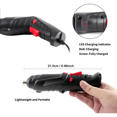 USB Charging Cordless Electric Screwdriver Set, Screw Gun with LED Light, Ideal for Home & DIY Projects