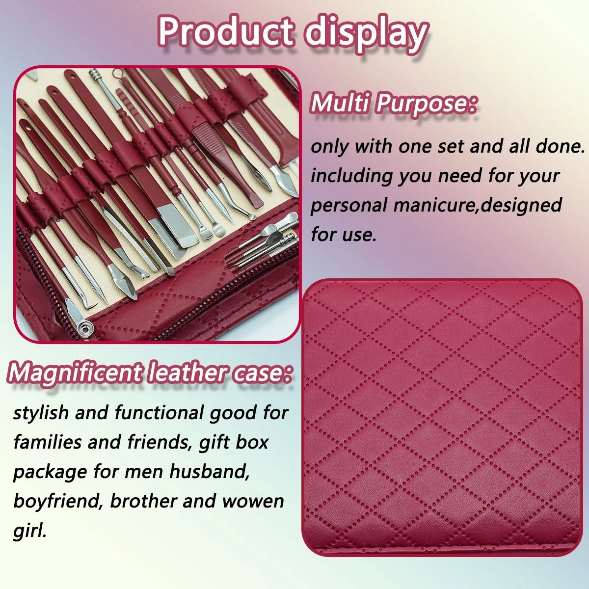 Stainless Steel Manicure & Grooming Kit – 10/42 Piece Set in Premium Zippered Leather Case