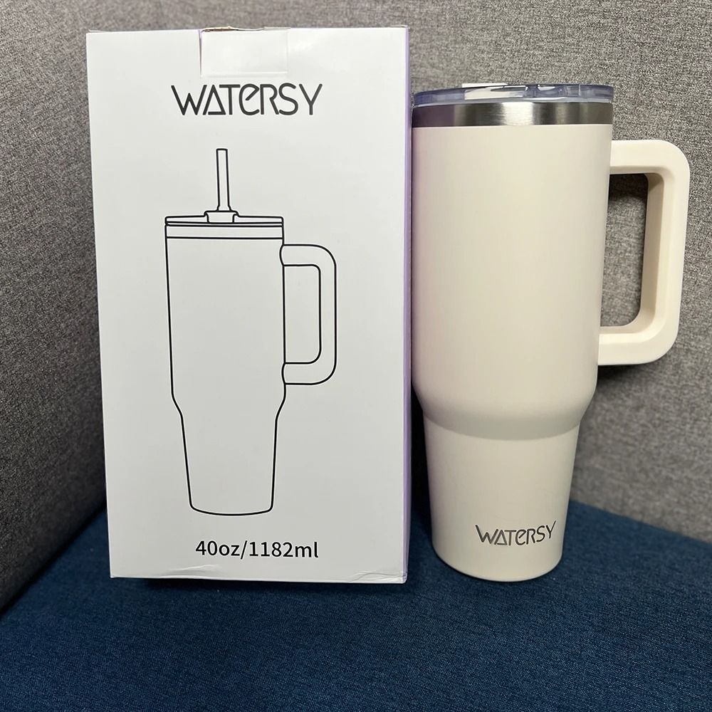 Insulated Stainless Steel Tumbler with Handle and Straw, Large Capacity