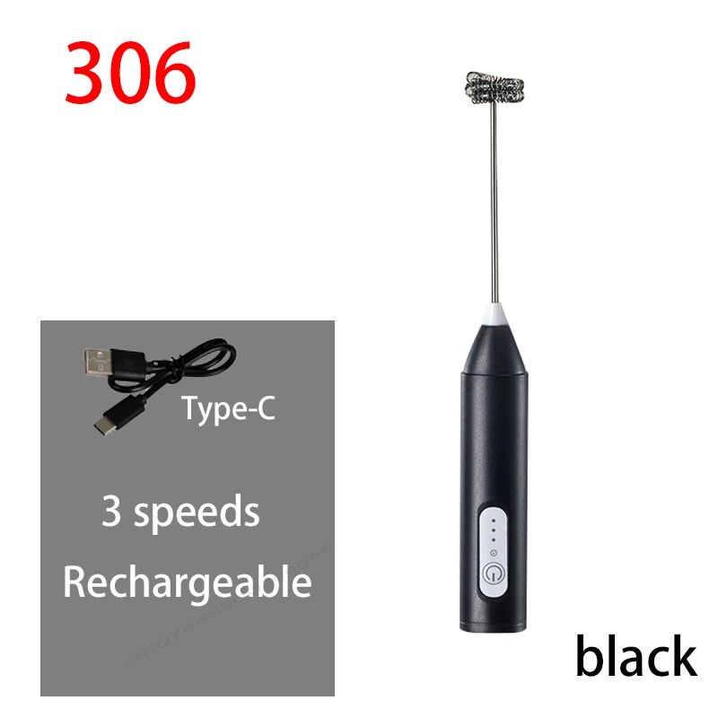 Rechargeable 3-Speed Electric Milk Frother & Egg Beater – Handheld Coffee Foam Maker