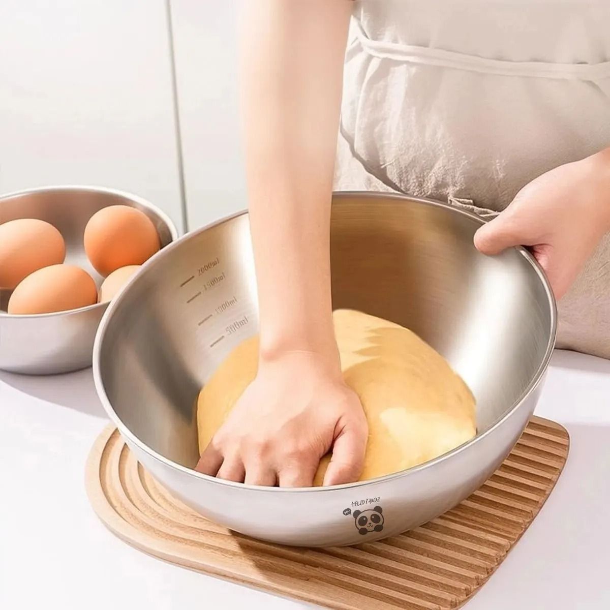 Stainless Steel Mixing Bowl with Scale Large Capacity Kneading Dough Bowl