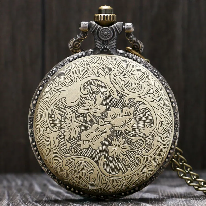 Vintage Christian Pocket Watch Necklace with Bible Verse Engraving and Quartz Movement