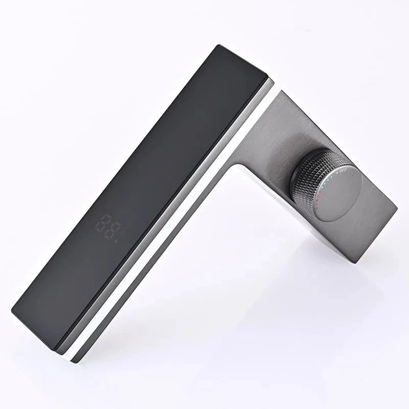 Digital Display Bathroom Faucet LED Brass Deck Mounted Hot and Cold Sink Mixer Tap