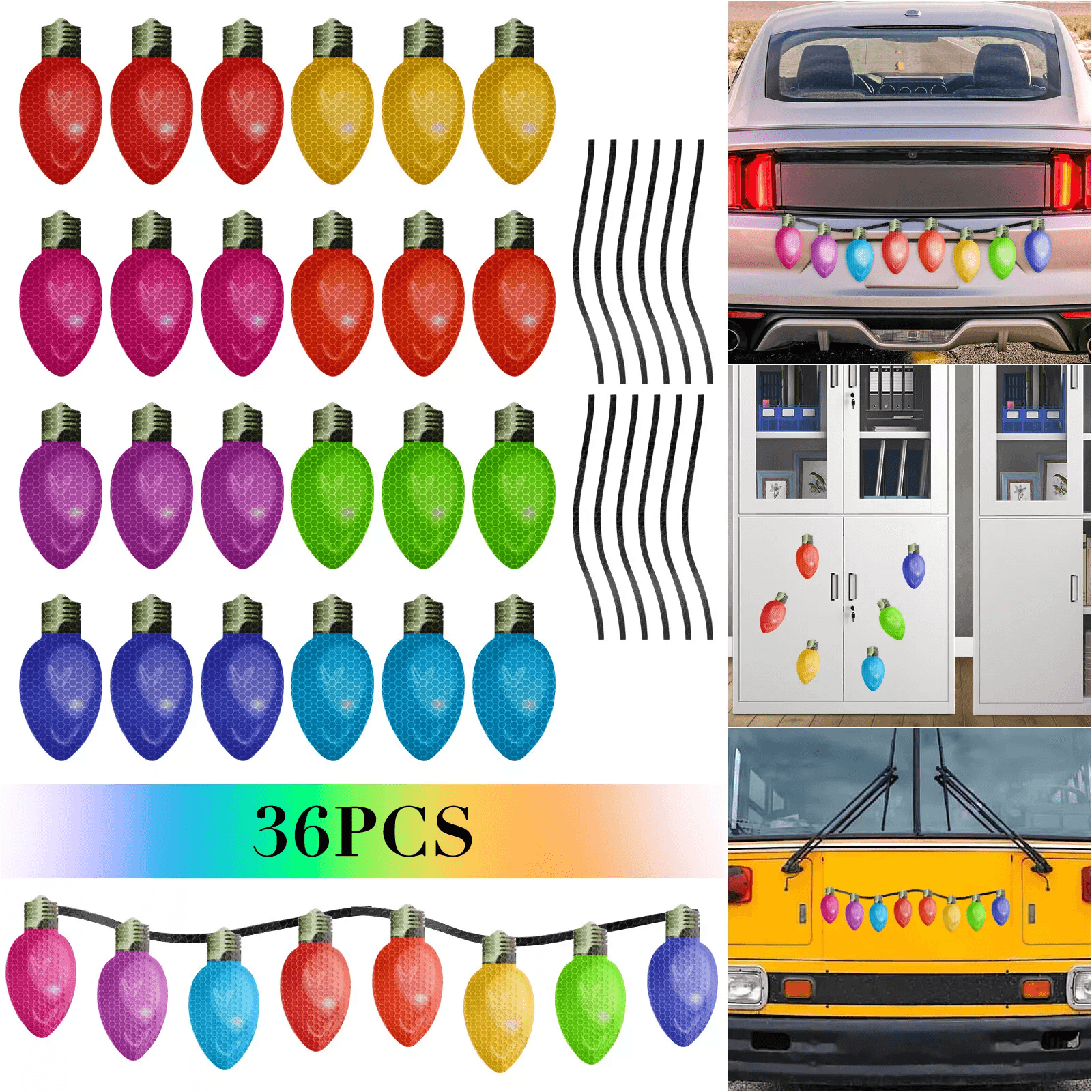 Reflective Light Bulb Stickers for Christmas Car, Fridge & Home Decor Magnets