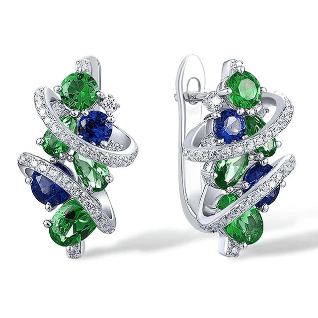 EmeraldWave CZ Hoop Earrings