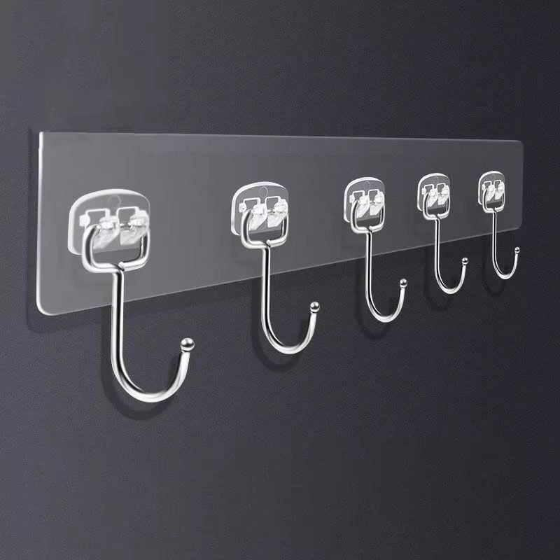 Transparent Multi Row Adhesive Wall Hooks Strong Clear Door and Wall Organizer