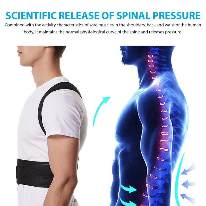 Adjustable Posture Corrector Brace with Lumbar Support Belt for Back Alignment and Pain Relief