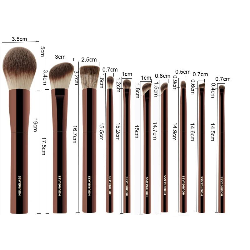 10 Piece Professional Makeup Brush Set with Cosmetic Bag Foundation Eyeshadow and Powder Brushes