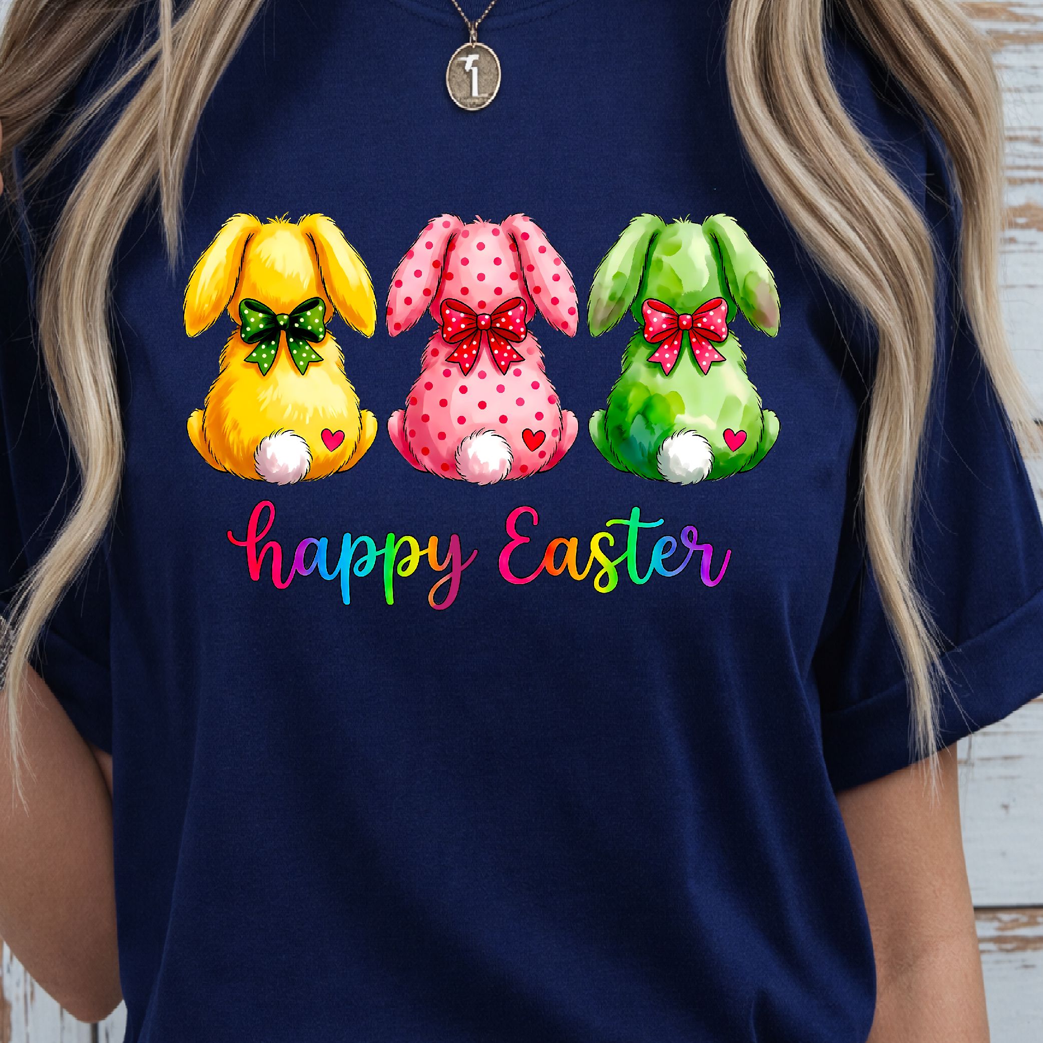 3 Rabbits Happy Easter Shirt, Easter Bunny T-Shirt, Cute Easter Tee