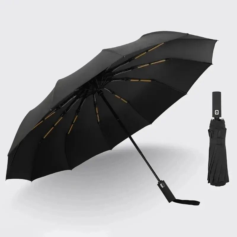 12-Bone Fully Automatic Heavy-Duty Umbrella – UV Resistant & Windproof Folding Design