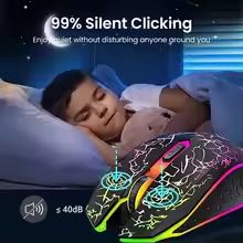 Bluetooth 5.2 Dual Mode RGB Wireless Gaming Mouse with Silent Click and Rechargeable Battery