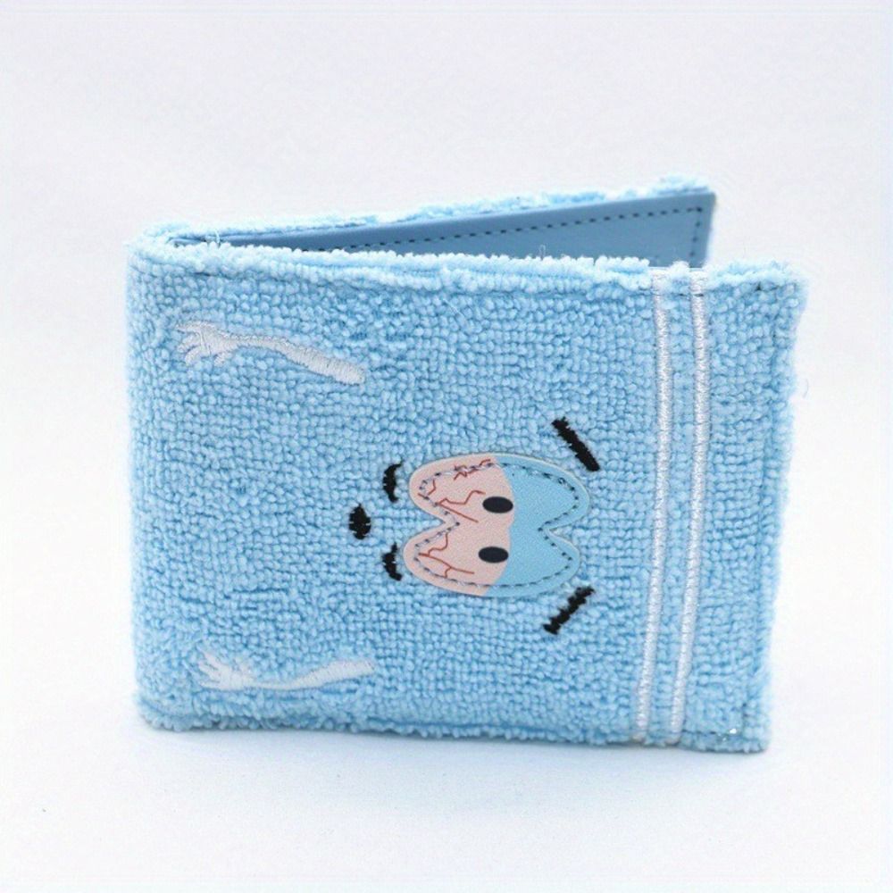 Cute Blue Women's Short Wallet, New Design PU Card Holder, Embroidery Money Bag for Students