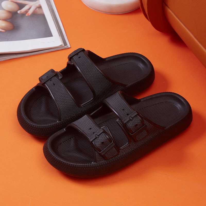 Women Summer Non-Slip Beach Flip Flops, Fashion Buckle Thick Platform Slippers, eva Cloud Slides