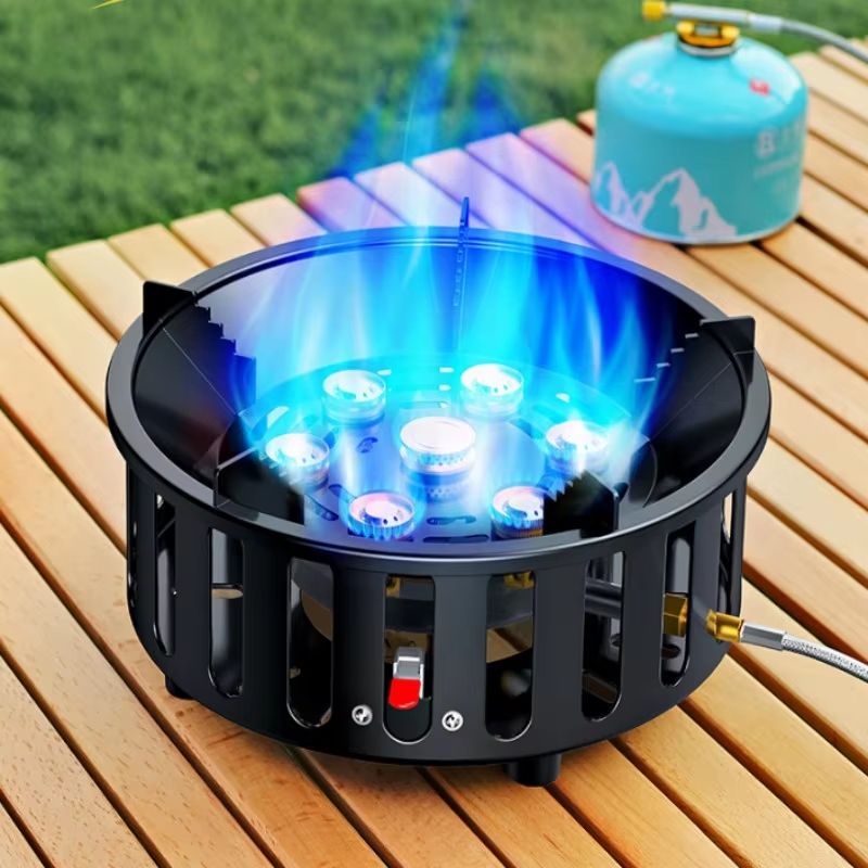 19800W High-Power Camping Stove – 7-Core Portable Gas Burner with Windproof Design & Electronic Ignition