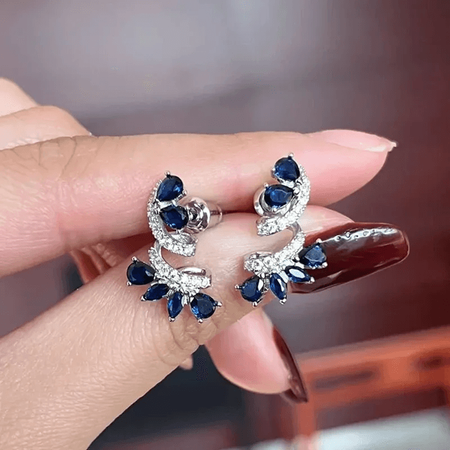 BlueBloom Zircon Flower Earrings