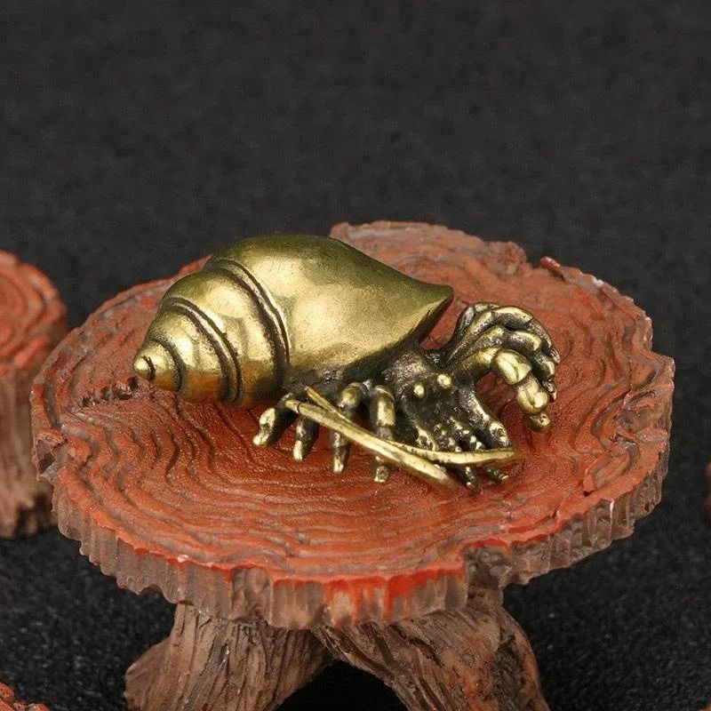 Vintage Brass Hermit Crab Figurine | Handmade Sea Animal Statue