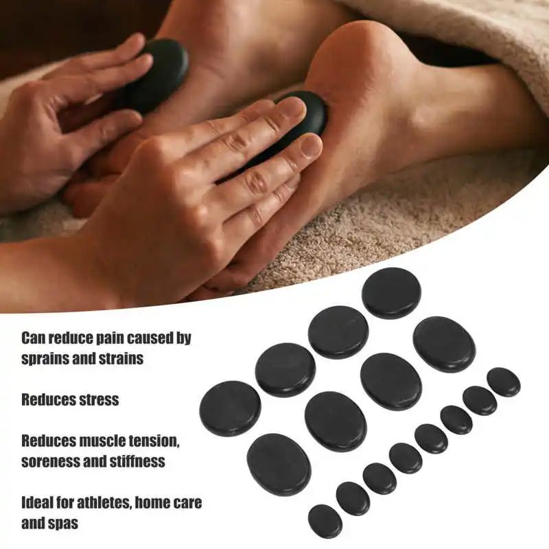 Hot Massage Stones Kit, Warming Therapy Reduce Pain Waterless Heating, SPA Essential Oil Heated Rocks Set
