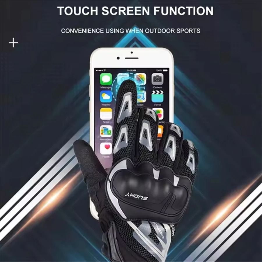 Breathable Full-Finger Mesh Touchscreen Motorcycle Gloves