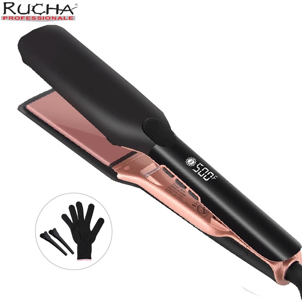 500F Hair Straightener Wide Plate Plasma Ion Flat Iron for Keratin Treatment and Frizz Repair