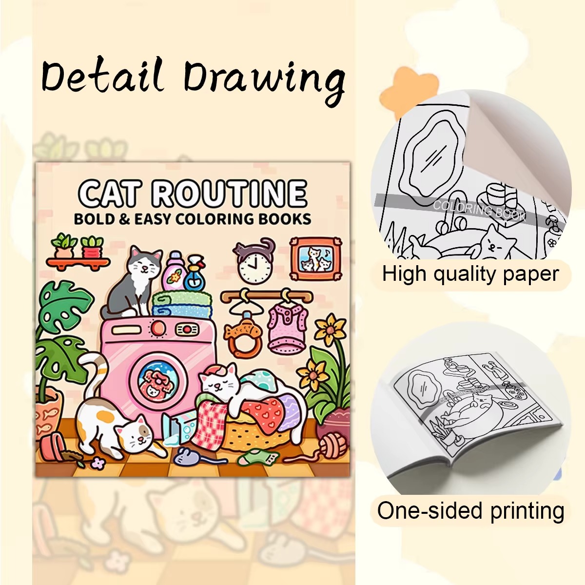 Unique Cat Coloring Book for Adults, with Upgraded Paper for Comfortable Coloring, The Perfect Relaxation Gift