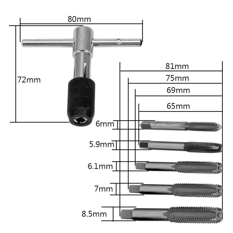 ProGrip 6-Piece Metric Tap and Wrench Set – Precision tap and die set M3–M8