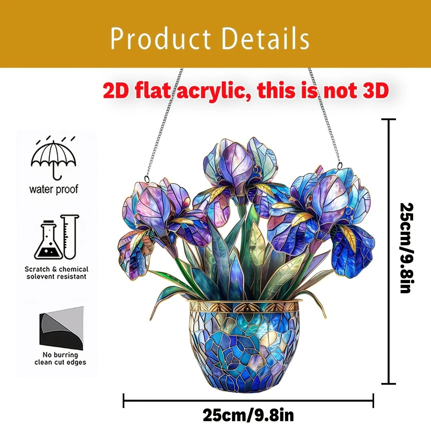 Acrylic Hanging Plant Decor Floating Flower Basket Window Suncatcher