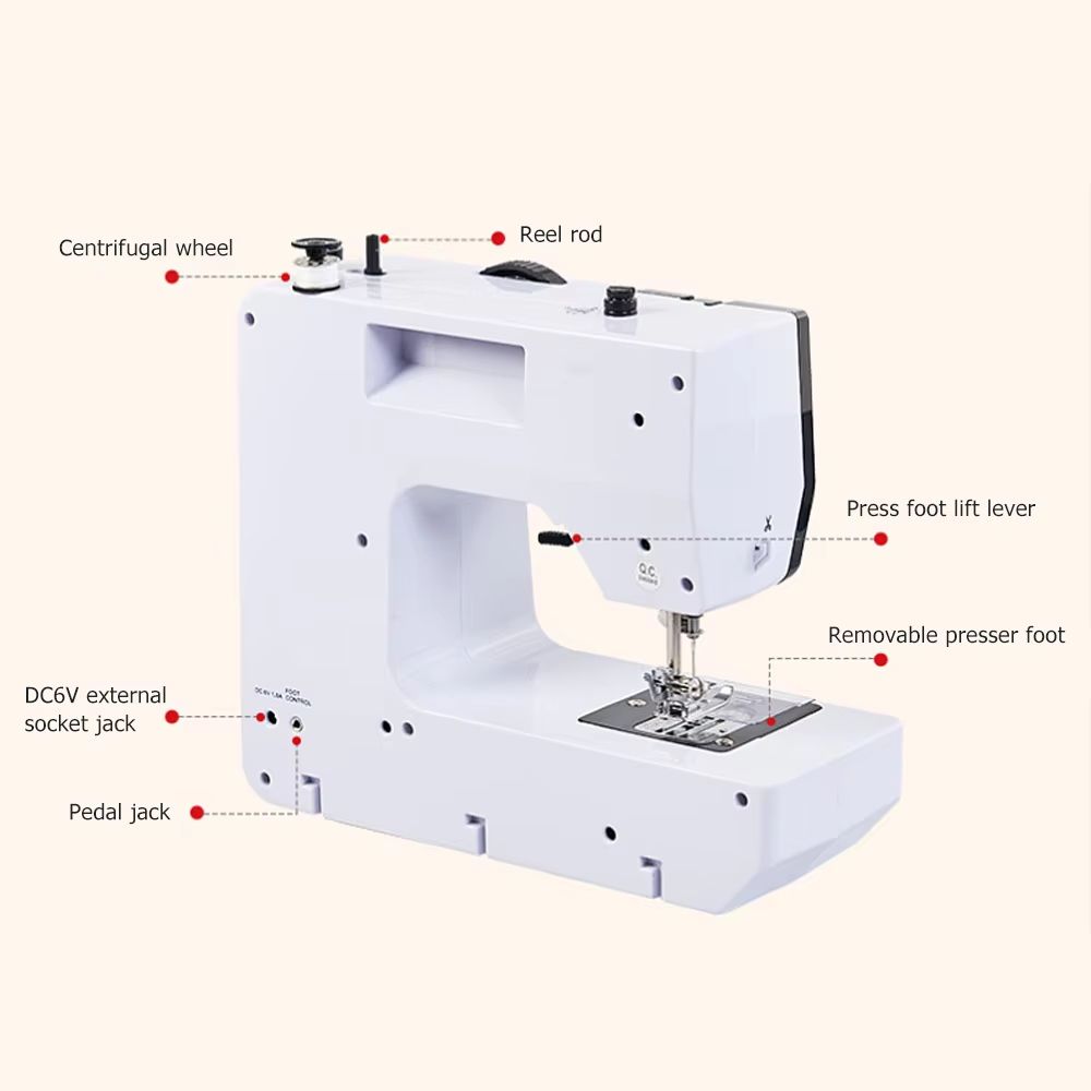 Portable Sewing Machine for Beginners – Compact Electric Repair Kit with 12 Stitches & Foot Pedal