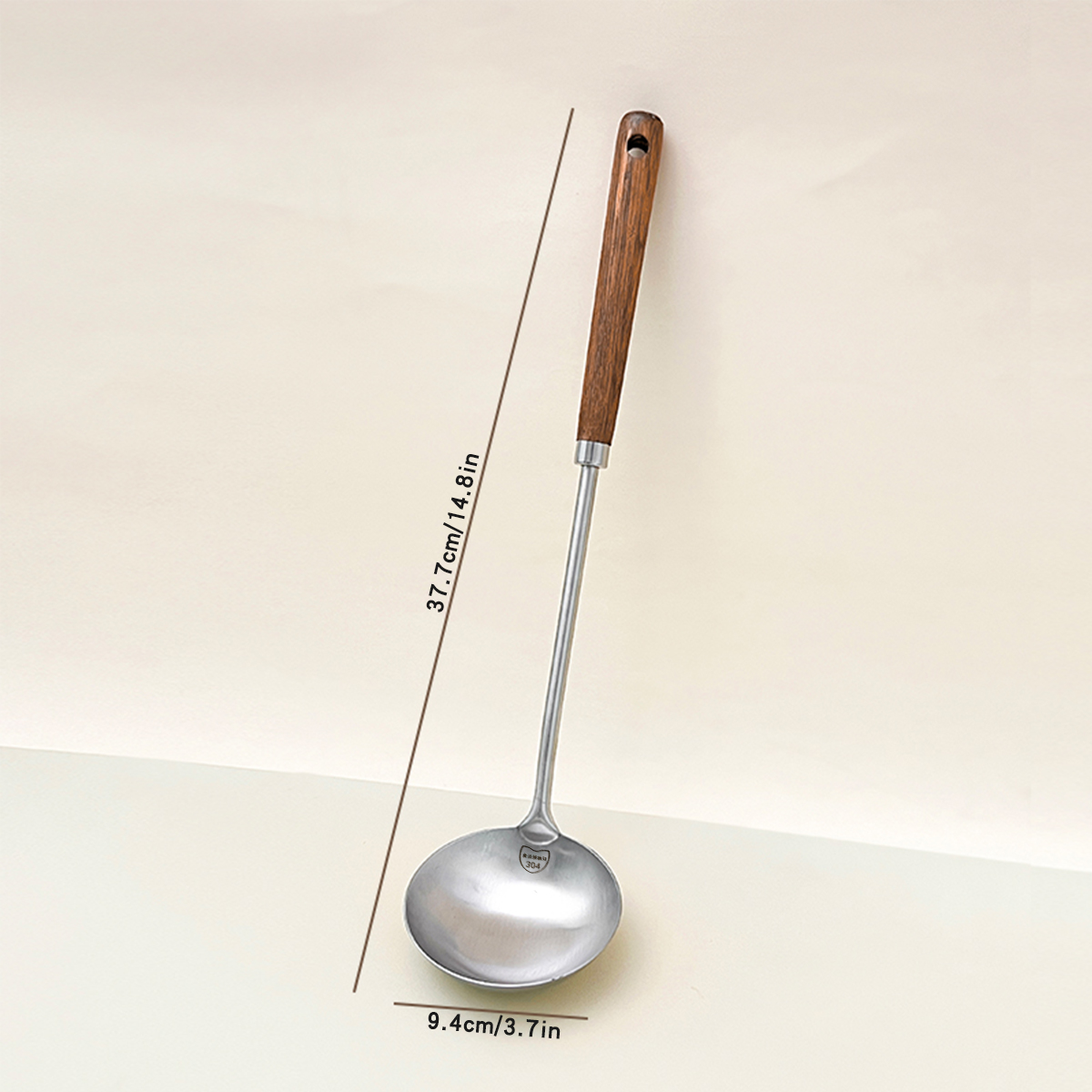 Stainless Steel Turner With Wooden Handle, Heat Resistant Long Handle Soup Ladle Spatula, Kitchen Cooking Utensils