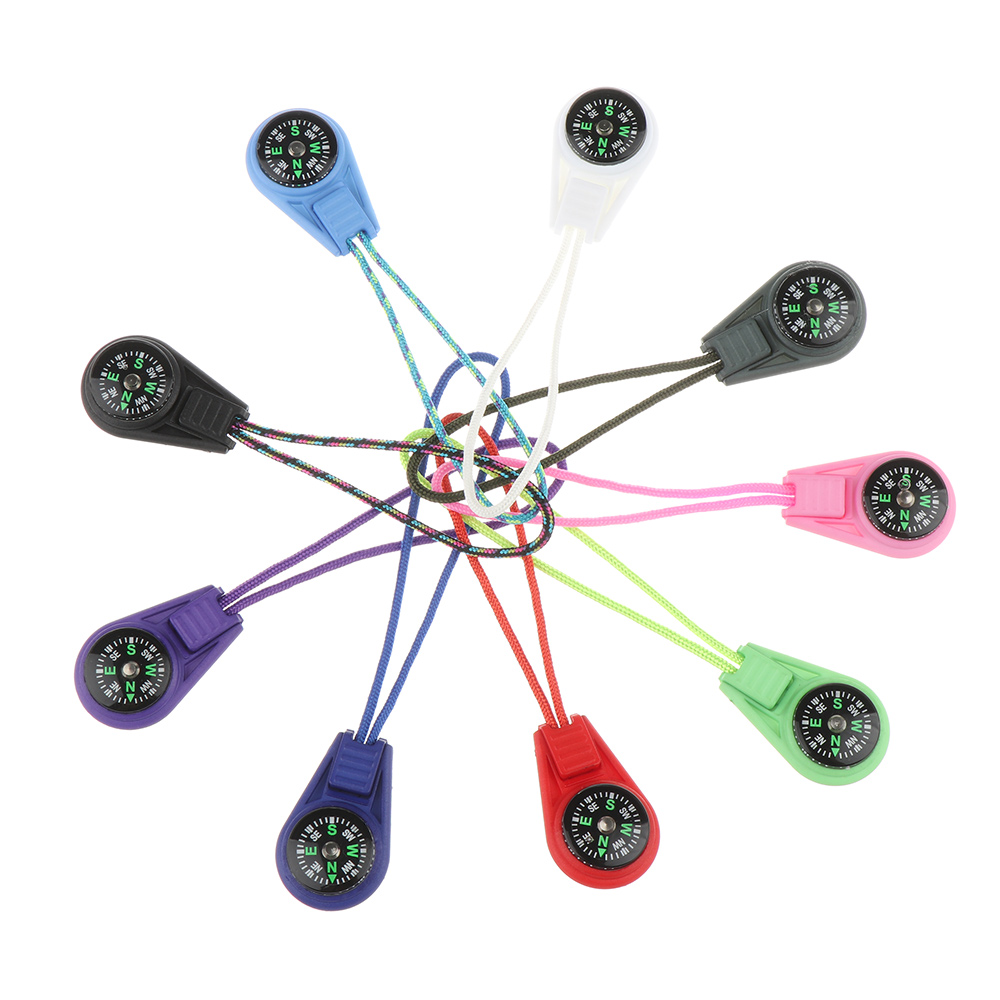 Mini Survival Compass Keychain Paracord Zipper Pull EDC Outdoor Navigation Tool