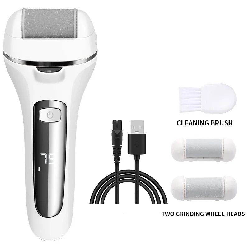 Electric Callus Remover Rechargeable Foot File Grinder Pedicure Machine with 3 Quartz Heads
