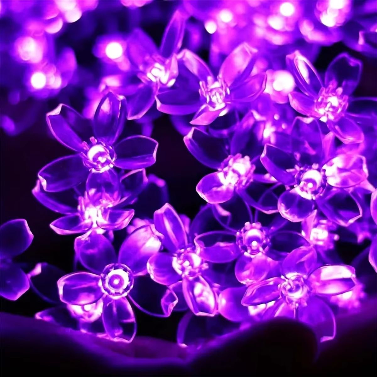 Purple Solar Flower Fairy String Lights Outdoor Decorative Garden Lighting