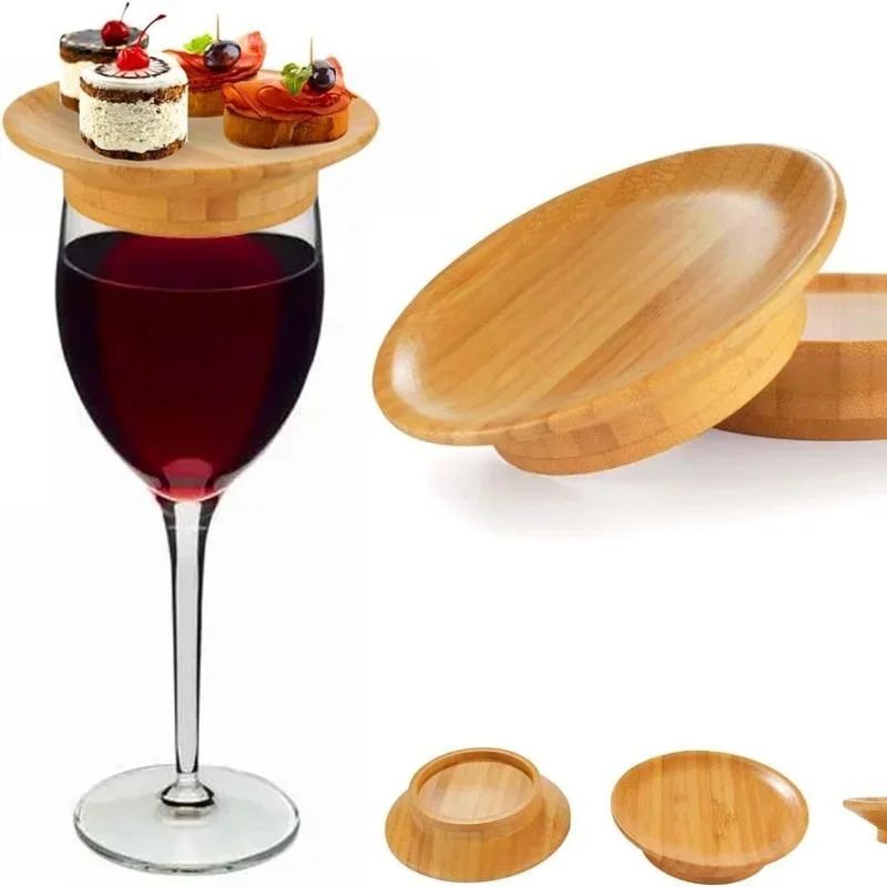 Bamboo Wine Glass Charcuterie Topper with Wooden Lid and Coaster