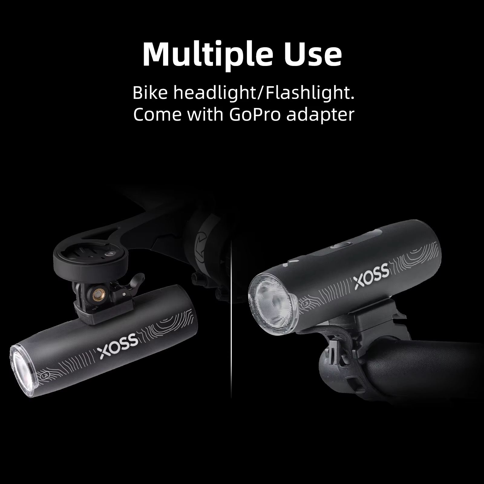 XOSS XL1200 Bike Headlight 1200 Lumen Waterproof Rechargeable Aluminum Front Lamp