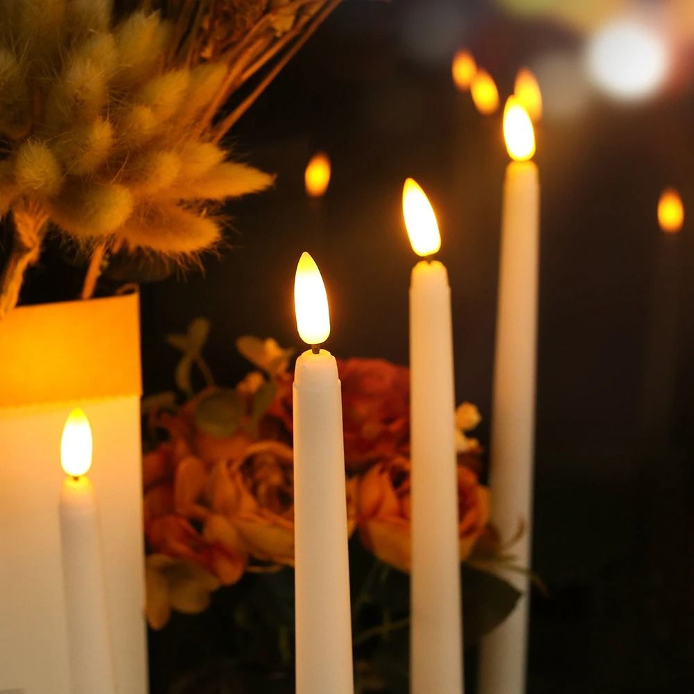 Flameless Taper Candles Set Timer Remote Flickering 6 to 24 Pieces