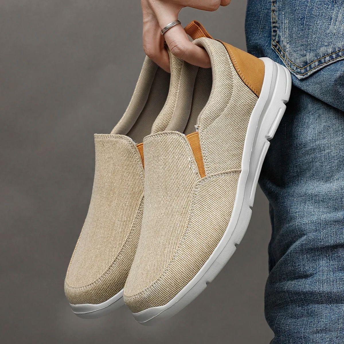 Mens Summer Canvas Slip On Sneakers Breathable Casual Loafers