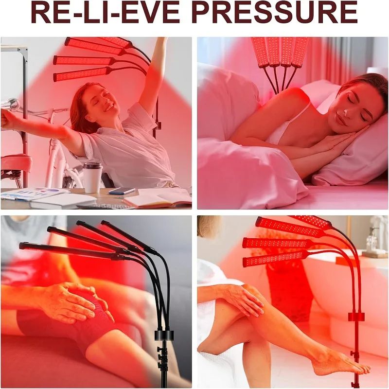 LED Red Light Therapy Lamp with Stand, Near Infrared Light Device for Muscle & Joint Pain Relief, Facial Skin Care