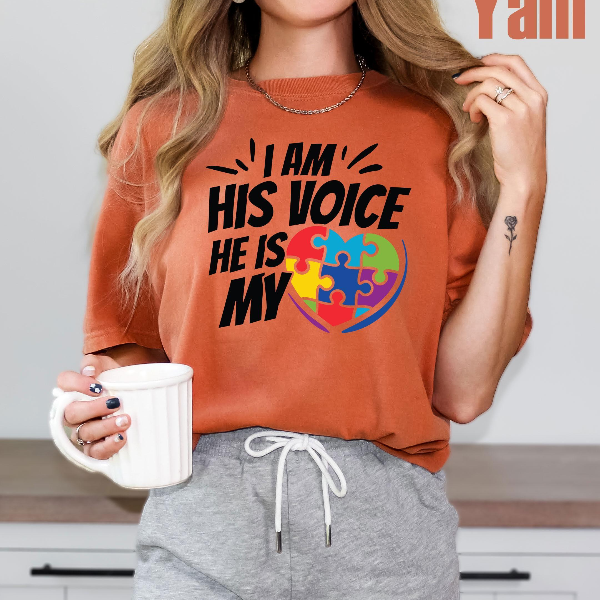 Comfort Colors Autism Mom Faith Shirt, I Am His Voice He Is My Heart Tee, Christian Autism Shirt