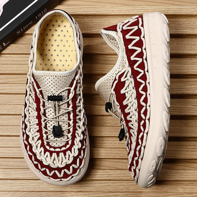 Mens Summer Sandals, Fashion Hand-woven Casual Shoes, High Quality Designer Sneakers