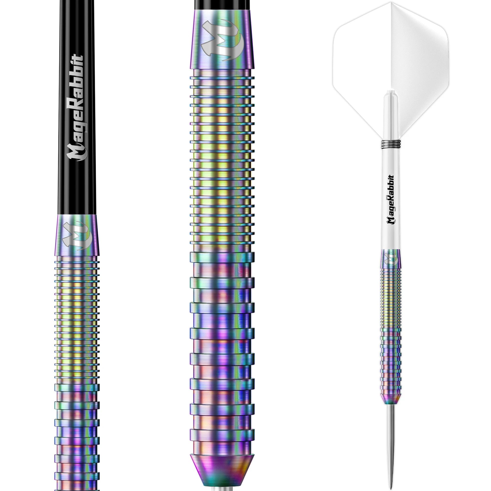 MageRabbit 23g 90% Tungsten Professional Dart Set – High-Profile Steel Tip Darts with Flights, Shafts & Wallet